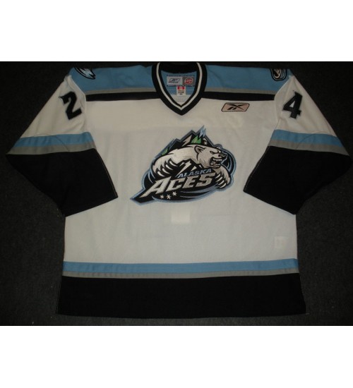 Custom ECHL 2009 10 Alaska Aces 24 Patrick Brosnihan Home Jersey White